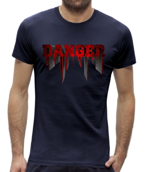 Danger t-shirt man heren Navy