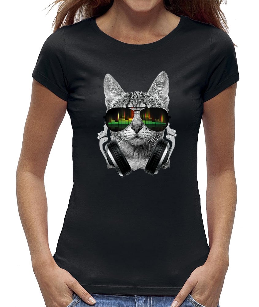 waarschijnlijkheid tetraëder deze Katten t-shirt met zonnebril met zonnebril en koptelefoon - NewYorkFinest